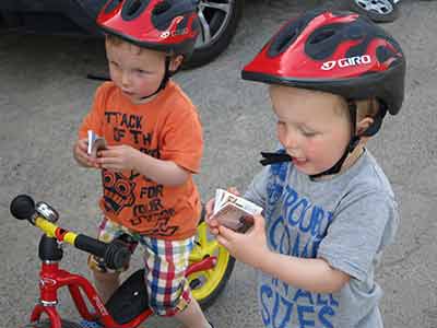 Two kids with mini-books